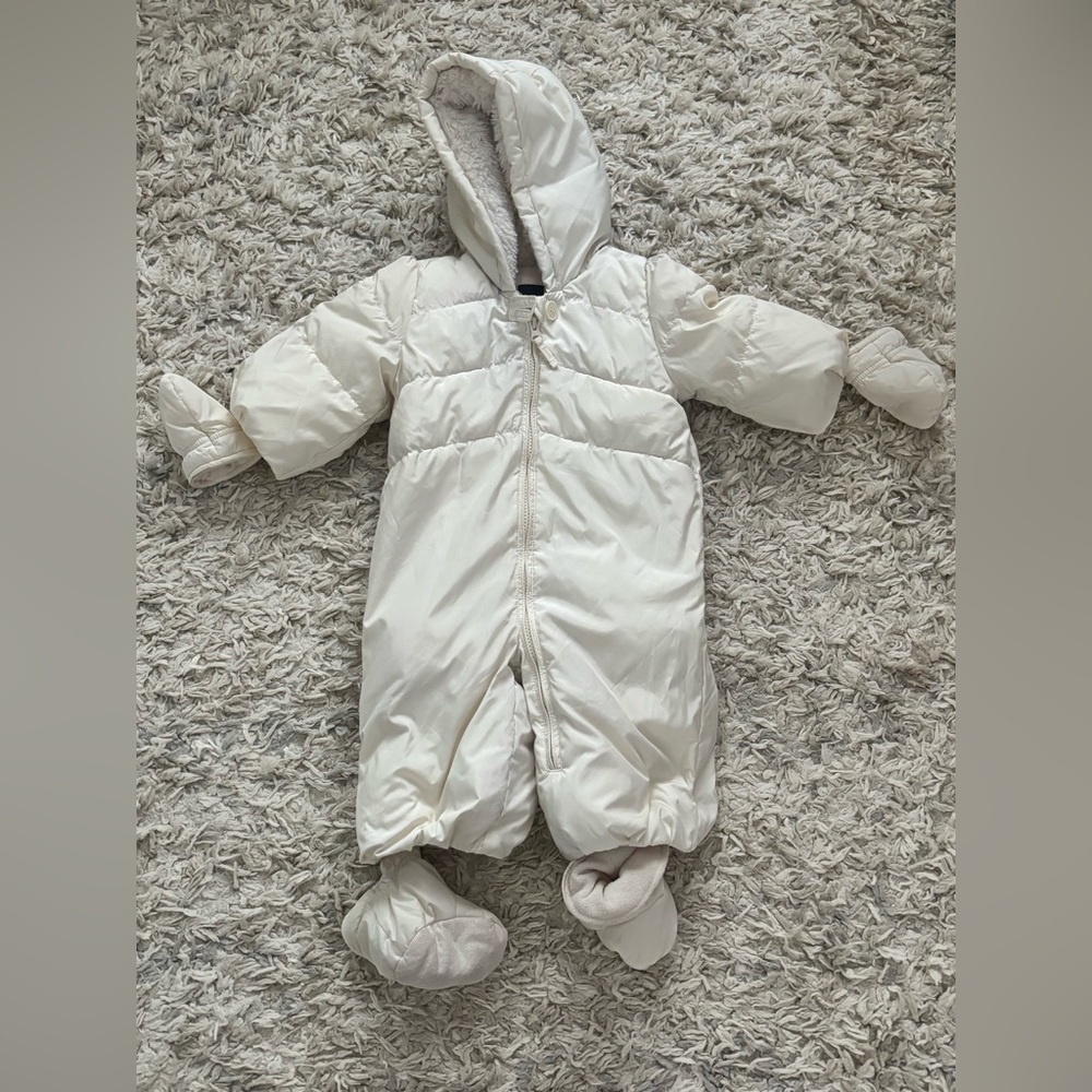 White Cream Gap Baby Girl Snowsuit 6 12 months warm